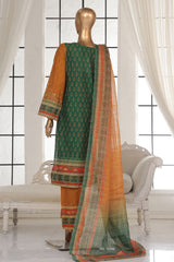 Bin Saeed Stitched 3 Piece Exc Printed Lawn Vol-02 Collection-SM-1755-Green