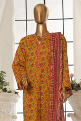 Bin Saeed Stitched 3 Piece Exc Printed Lawn Vol-02 Collection-SM-1756-Yellow