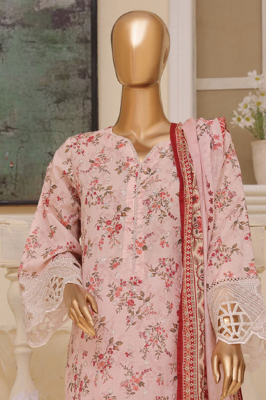 Eid Ke Rang By Bin Saeed Stitched 3 Piece Chikankari Lawn Collection'2025-SM-1772-Pink