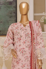 Eid Ke Rang By Bin Saeed Stitched 3 Piece Chikankari Lawn Collection'2025-SM-1772-Pink