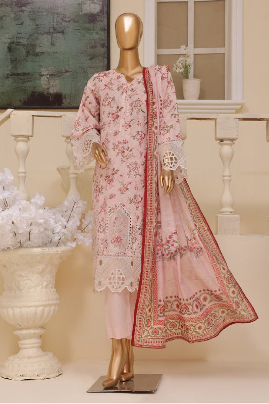 Eid Ke Rang By Bin Saeed Stitched 3 Piece Chikankari Lawn Collection'2025-SM-1772-Pink