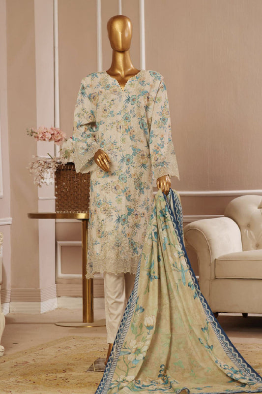 Eid Ke Rang By Bin Saeed Stitched 3 Piece Chikankari Lawn Collection'2025-SM-1773-Skin