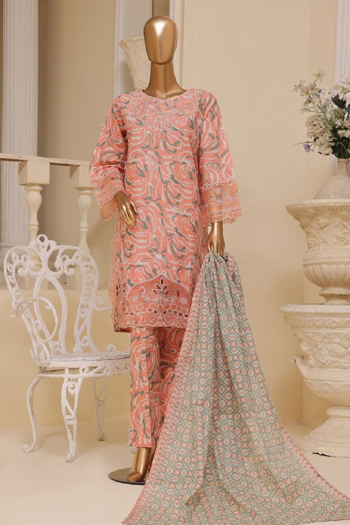 Eid Ke Rang By Bin Saeed Stitched 3 Piece Chikankari Lawn Collection'2025-SM-1774-Pink