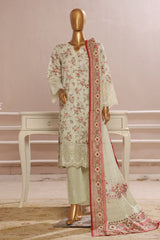 Eid Ke Rang By Bin Saeed Stitched 3 Piece Chikankari Lawn Collection'2025-SM-1775-Pista