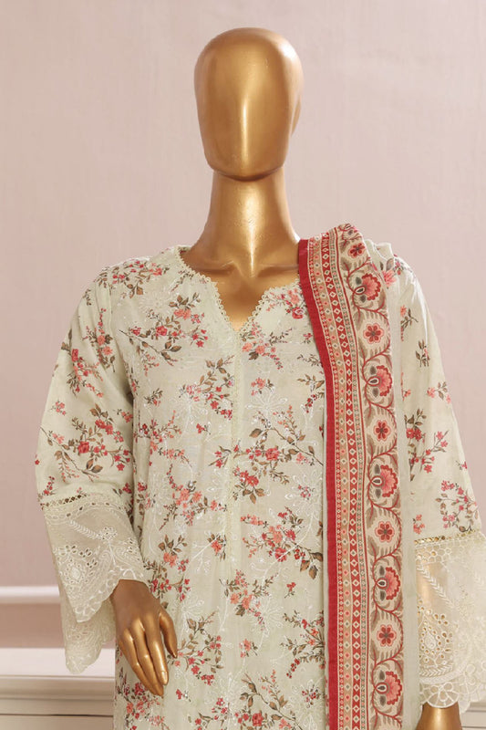 Eid Ke Rang By Bin Saeed Stitched 3 Piece Chikankari Lawn Collection'2025-SM-1775-Pista