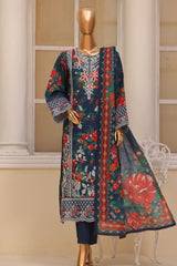 Eid Ke Rang By Bin Saeed Stitched 3 Piece Chikankari Lawn Collection'2025-SM-1778-Blue