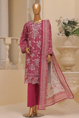 Eid Ke Rang By Bin Saeed Stitched 3 Piece Chikankari Lawn Collection'2025-SM-1779-Magenta