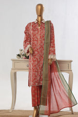 Eid Ke Rang By Bin Saeed Stitched 3 Piece Chikankari Lawn Collection'2025-SM-1784-Pink