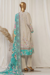 Bin Saeed Stitched 3 Piece Exclusive Emb Lawn Collection'2025-SM-1814-Skin