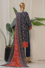 Bin Saeed Stitched 3 Piece Exclusive Emb Lawn Collection'2025-SM-1817-Blue