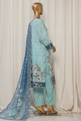 Bin Saeed Stitched 3 Piece Exclusive Emb Lawn Collection'2025-SM-1818-Ferozi