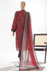 Bin Saeed Stitched 3 Piece Exclusive Printed Lawn Vol-03 Suit-SM-1842-Red
