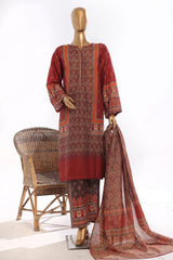 Bin Saeed Stitched 3 Piece Exclusive Printed Lawn Vol-03 Suit-SM-1847-Maroon