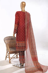 Bin Saeed Stitched 3 Piece Exclusive Printed Lawn Vol-03 Suit-SM-1847-Maroon