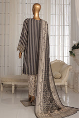 Eid Ki Khushiyan by Bin Saeed Stitched 3 Piece Luxury Self & Stripe Collection'2025-SM-1854