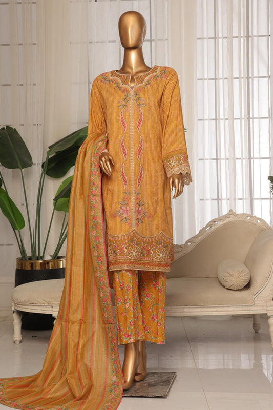 Eid Ki Khushiyan by Bin Saeed Stitched 3 Piece Luxury Self & Stripe Collection'2025-SM-1855