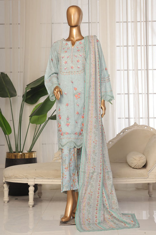 Eid Ki Khushiyan by Bin Saeed Stitched 3 Piece Luxury Self & Stripe Collection'2025-SM-1858