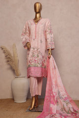 Ronaq E Eid By Bin Saeed Stitched 3 Piece Exc Emb Lawn Collection'2025-SM-1882-Pink