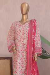 Ronaq E Eid By Bin Saeed Stitched 3 Piece Exc Emb Lawn Collection'2025-SM-1883-Pink