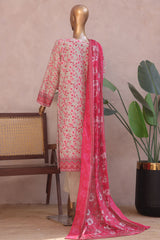 Ronaq E Eid By Bin Saeed Stitched 3 Piece Exc Emb Lawn Collection'2025-SM-1883-Pink