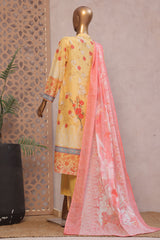 Ronaq E Eid By Bin Saeed Stitched 3 Piece Exc Emb Lawn Collection'2025-SM-1884-Yellow