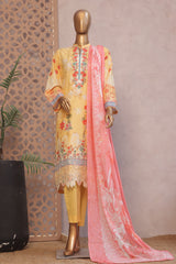 Ronaq E Eid By Bin Saeed Stitched 3 Piece Exc Emb Lawn Collection'2025-SM-1884-Yellow