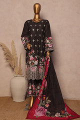 Ronaq E Eid By Bin Saeed Stitched 3 Piece Exc Emb Lawn Collection'2025-SM-1886-Black