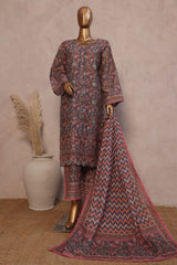 Ronaq E Eid By Bin Saeed Stitched 3 Piece Exc Emb Lawn Collection'2025-SM-1888-Dark Grey