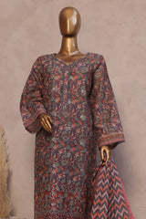 Ronaq E Eid By Bin Saeed Stitched 3 Piece Exc Emb Lawn Collection'2025-SM-1888-Dark Grey