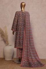 Ronaq E Eid By Bin Saeed Stitched 3 Piece Exc Emb Lawn Collection'2025-SM-1888-Dark Grey