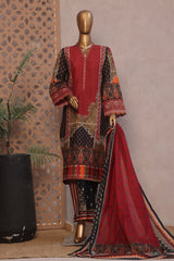 Ronaq E Eid By Bin Saeed Stitched 3 Piece Exc Emb Lawn Collection'2025-SM-1889-Red