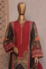 Ronaq E Eid By Bin Saeed Stitched 3 Piece Exc Emb Lawn Collection'2025-SM-1889-Red