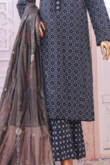 Bin Saeed Stitched 3 Piece Exclusive Printed Lawn Vol-05 Collection'2025-SM-1915-Blue