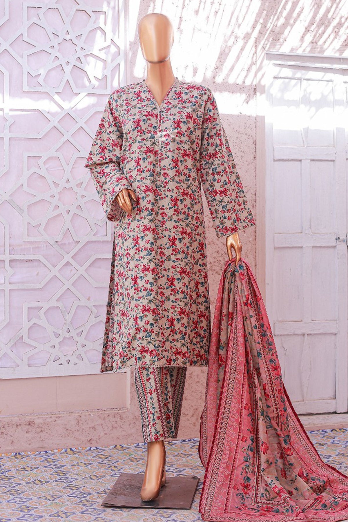 Bin Saeed Stitched 3 Piece Exclusive Printed Lawn Vol-05 Collection'2025-SM-1917-Skin