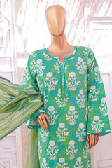 Bin Saeed Stitched 3 Piece Exclusive Printed Lawn Vol-05 Collection'2025-SM-1918-Green