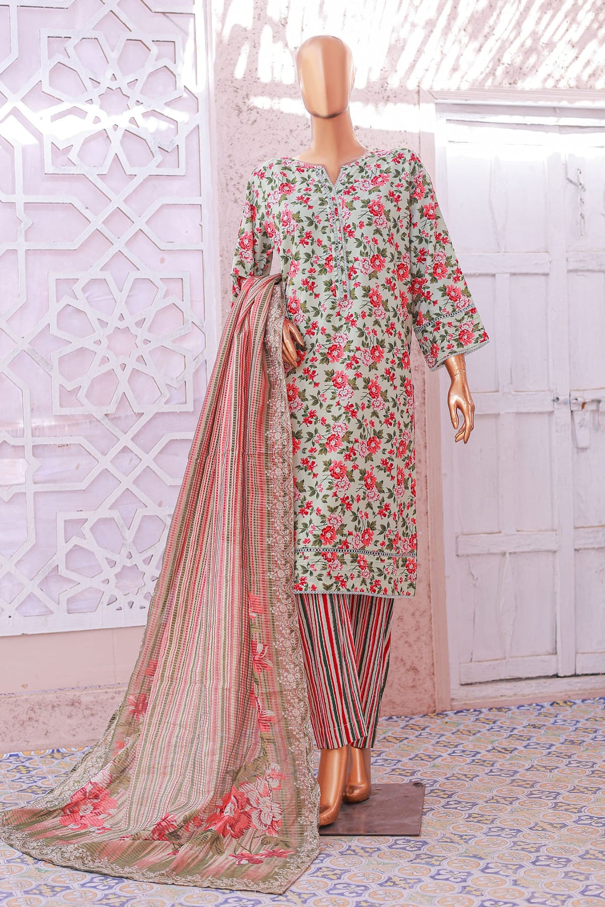 Bin Saeed Stitched 3 Piece Exclusive Printed Lawn Vol-05 Collection'2025-SM-1926-Pista