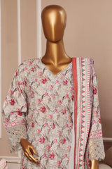 Bin Saeed Stitched 3 Piece Exclusive Emb Lawn Vol-05 Collection-SM-1932-Ferozi