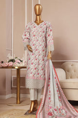 Bin Saeed Stitched 3 Piece Exclusive Emb Lawn Vol-05 Collection-SM-1932-Ferozi