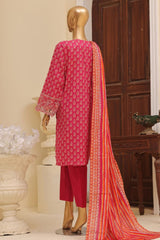 Bin Saeed Stitched 3 Piece Exclusive Emb Lawn Vol-05 Collection-SM-1935-Magenta