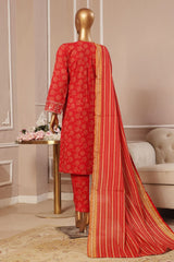 Bin Saeed Stitched 3 Piece Exclusive Emb Lawn Vol-05 Collection-SM-1945-Red