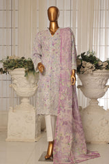 Bin Saeed Stitched 3 Piece Exc White and White Chikankari Collection'2025-SM-2003-Lilac