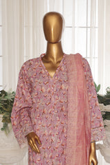 Bin Saeed Stitched 3 Piece Exc White and White Chikankari Collection'2025-SM-2006-Mauve