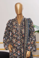 Bin Saeed Stitched 3 Piece Open Front Cutwork Kari Suit-SM-2118-Black