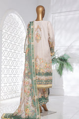 Bin Saeed Stitched 3 Piece Exc Chikankari Lawn Collection'2025-SM-2136-Off White