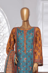 Bin Saeed Stitched 3 Piece Exc Chikankari Lawn Collection'2025-SM-2137-Teal