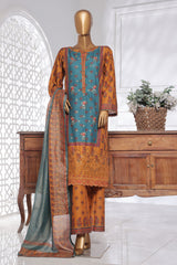 Bin Saeed Stitched 3 Piece Exc Chikankari Lawn Collection'2025-SM-2137-Teal