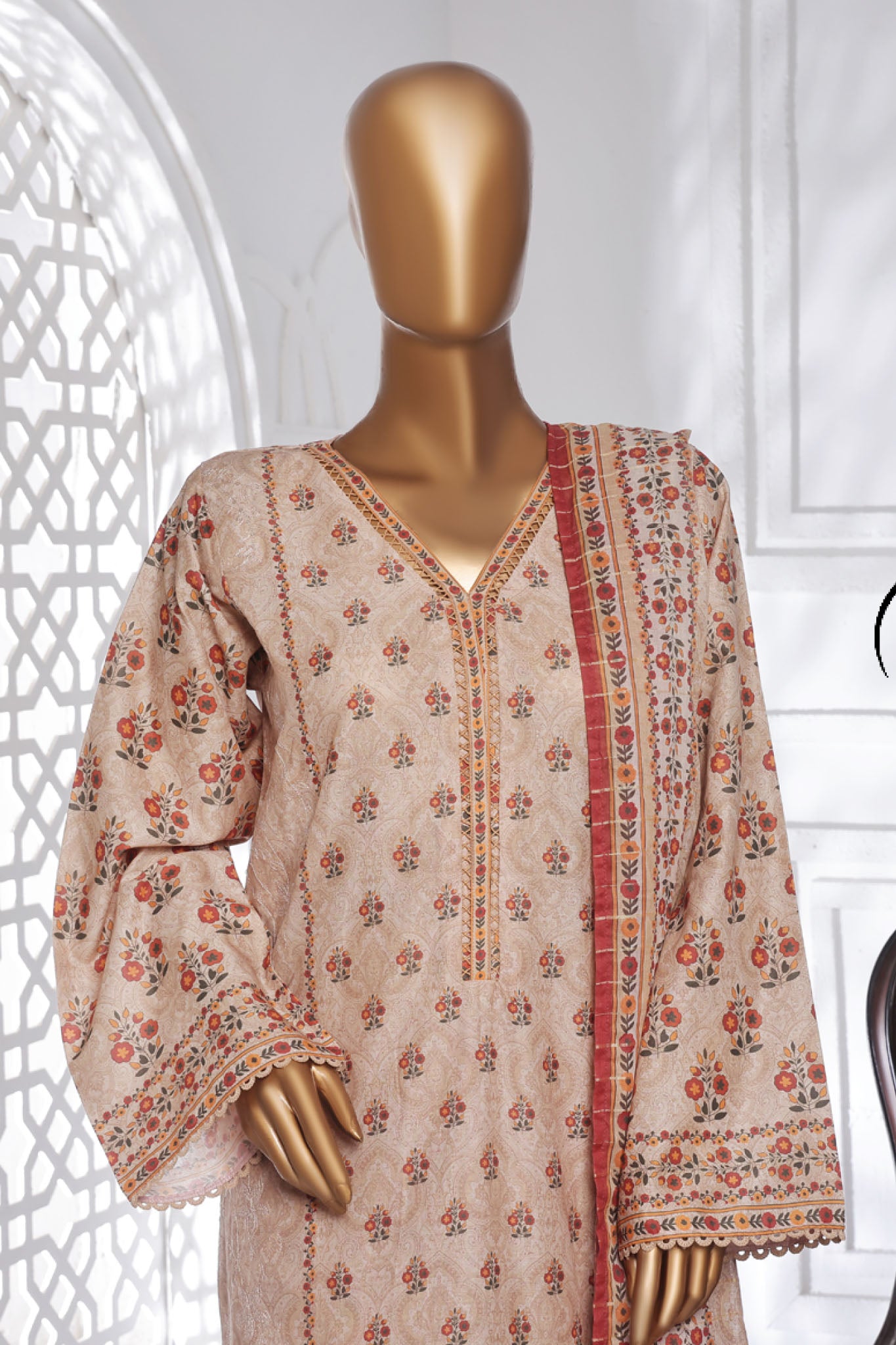 Bin Saeed Stitched 3 Piece Exc Chikankari Lawn Collection'2025-SM-2138-Skin