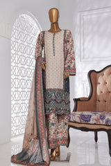 Bin Saeed Stitched 3 Piece Exc Chikankari Lawn Collection'2025-SM-2140-Off White