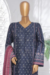 Bin Saeed Stitched 3 Piece Exc Chikankari Lawn Collection'2025-SM-2143-Navy Blue