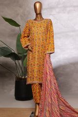 Bin Saeed Stitched 3 Piece Luxury Front Open Cutwork Vol-03 Collection'2025-SM-2155-Yellow